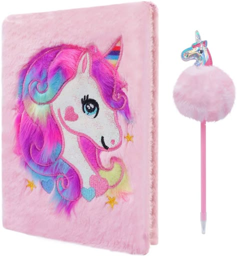 Fluffy Notebook, Unicorn Stationery, Unicorn School Supplies, Drawing Projector, Diary For Girls, Drawing Birthday, Unicorn Notebook, Notebook With Pen, Pages For Writing