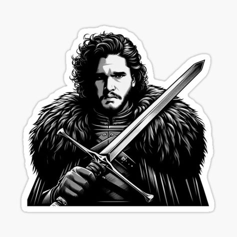 "Jon Snow - Game of Thrones" Sticker for Sale by kgbgallery | Redbubble Game Of Thrones Stickers Printable, Game Of Thrones Design, Game Of Thrones Stickers, Got Stickers, Game Of Thrones Drawings, Game Of Thorns, Stickers Anime, Game Of Thrones Fans, Dhaka Bangladesh