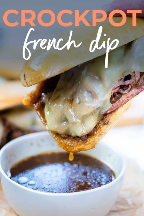 This French Dip Sandwich is one of the most popular recipes we have published! It's such an easy recipe and it's made in the crockpot. Your whole family will love this one and your house will smell amazing while these are in the slow cooker. Crockpot French Dip Sandwiches, Crockpot French Dip, Crock Pot French Dip, French Dip Sandwich Crockpot, French Dip Recipes, French Dip Crock Pot, Crockpot French Toast, Toasted Sandwich, French Dip Sandwiches