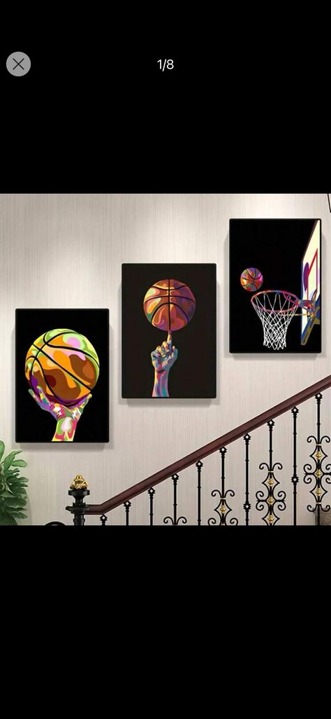 3pcs/Set Diamond Painting Modern Art Canvas Print Posters, Basketball Sports Canvas Wall Art Paintings, Artwork Wall Painting For Living Room Bedroom Bathroom Office Hallway Kitchen Wall Decors, Aesthetic Room Decor, No FramesI discovered amazing products on SHEIN.com, come check them out! Basketball Bathroom Ideas, Basketball Canvas Painting, Basketball Painting, Basketball Motivation, Wall Painting For Living Room, Basketball Canvas, Modern Art Canvas, Sports Painting, Office Hallway