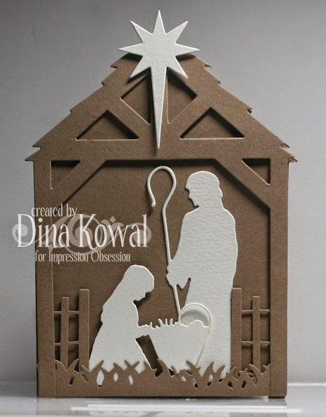 For the last 3 days, the Impression Obsession designers have been sharing lots of ideas for using IO dies!   You can visit the I.O. Blog    ... Nativity Cards, Nativity Christmas Cards, Religious Christmas Cards, Gift Card Envelope, Impression Obsession, Nativity Crafts, Christmas Nativity Scene, Religious Christmas, Diy Christmas Cards