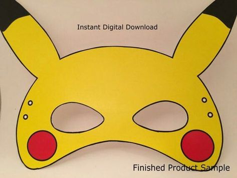 Pikachu Mask, Origami Pikachu, Pokemon Party Supplies, Pokemon Masks, Pokemon Printables, Pokémon Birthday, Printable Mask, Mask Printable, Pokemon Diy