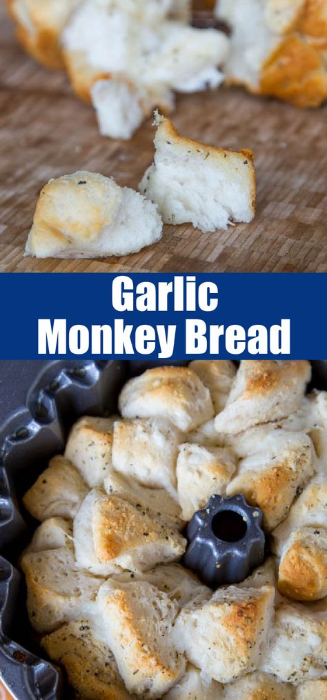 Garlic Butter Monkey Bread, Garlic Monkey Bread Recipe, Grumpy Monkey, Garlic Monkey Bread, Monkey Breads, Frozen Dinner Rolls, Best Homemade Bread Recipe, Pillsbury Biscuits, Recipe Bread