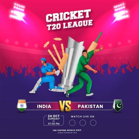 T20 cricket league concept with 3d silve... | Premium Vector #Freepik #vector #poster #character #sports #award India Vs Pakistan Cricket Poster, Pink And Purple Background, Cricket Poster, Christmas Advertising, India Vs Pakistan, Pakistan Flag, T20 Cricket, Trophy Cup, Team India