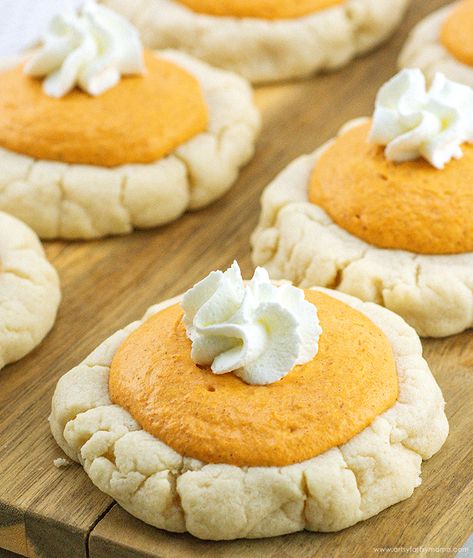 Crumbl Copycat Pumpkin Pie Cookies | artsy-fartsy mama Crumble Cookie Pumpkin Pie, Crumbl Cookie Copycat Pumpkin, Crumbl Pumpkin Pie Cookie Recipe, Pumpkin Pie Cookies Recipe, Crumbl Copycat, Pumpkin Cream Pie, Pumpkin Pie Cookies, Pumpkin Cookie Recipe, Crumbl Cookies