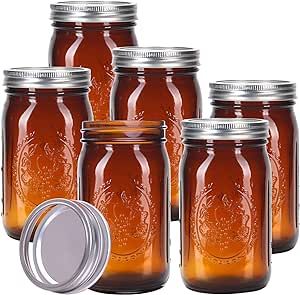 Plastic Mason Jars, 99 Percent, Wide Mouth Mason Jars, Jar Decor, Amber Glass Jars, Mason Jar Lids, Glass Mason Jars, Jam Jar, Pickling Recipes