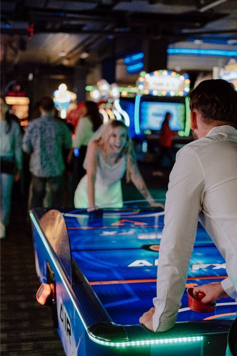 I had so much fun running around the arcade with these newlyweds! These San Diego fun wedding portraits are perfect Inso for outgoing couples. Get inspired by arcade couple photoshoot, arcade couple pictures, fun outgoing wedding photos, unique wedding photos, unique couple pictures, San Diego wedding photographer, Oceanside Ca photographer, Arcade engagement photos. Book Valerie as your photographer at https://valeriepenaphotography.mypixieset.com/contact/ Gaming Couple Photoshoot, Fun Pre Wedding Shoot Ideas, Arcade Prenup Shoot, Wedding Arcade Games, Candy Shop Engagement Photos, Gamer Couple Photoshoot, Arcade Maternity Shoot, Roller Rink Engagement Photos, Arcade Wedding Reception