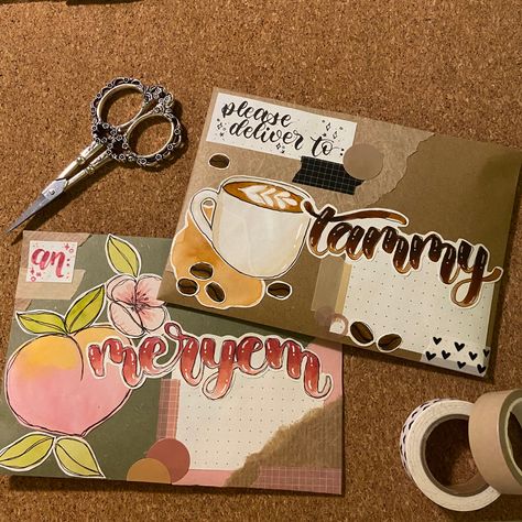 Amplop Aesthetic, Penpal With Me, Penpal Letters, Snail Mail Envelopes, Snail Mail Inspiration, Mail Art Envelopes, Snail Mail Pen Pals, Scrapbook Letters, Bullet Journal Notes