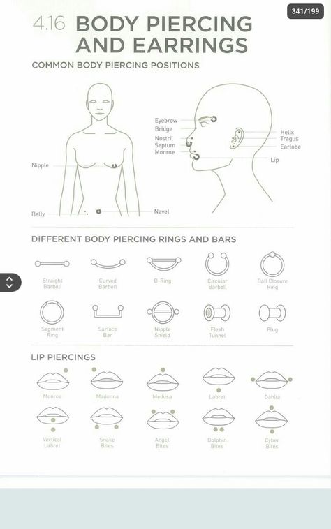 Piercing Diagram, Piercings Chart, Piercing Chart, Piercings