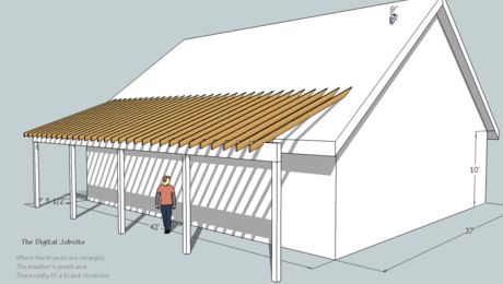 How to Calculate Rafters for Intersecting Roof Planes the Easy Way Porch Overhang, Curved Pergola, Framing Construction, Porch Addition, Building A Porch, Roof Extension, Porch Roof, Shed Roof, Exterior Makeover