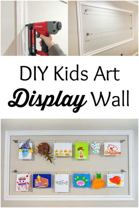 Toddler Art Display Ideas, Diy Playroom Art, Artwork Display Wall, Diy Kids Art Display, Kids Art Display Wall, Kids Art Display, Fairfield House, Art Display Wall, Diy Kids Art