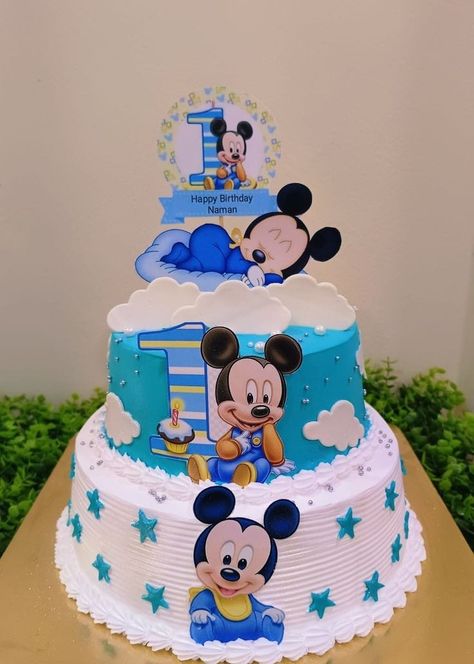 1st Bday Decoration Ideas Boy, Cake For 1st Birthday Boy, 1st Birthday Cake For Boy, Mickey Mouse Cake For Boys, Mickey Mouse Cake 1st Birthday, Birthday Cake Designs For Kids, 1st Birthday Cakes For Boys, Birthday Cake For Baby Boy, Mickey Mouse Cake Ideas