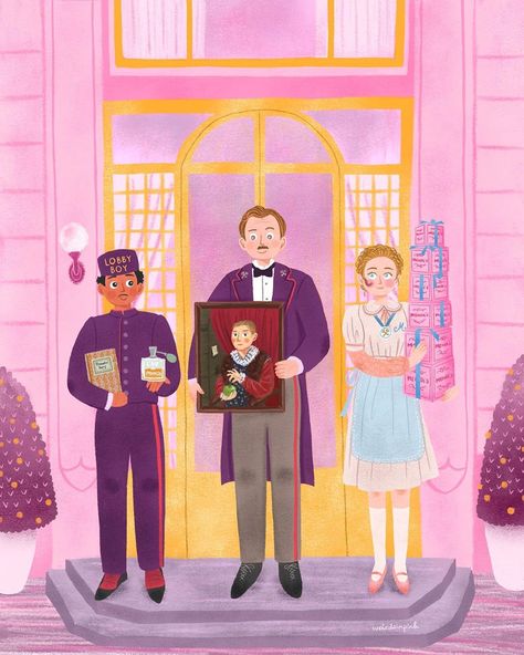 The Grand Budapest Hotel Agatha, Grand Budapest Hotel Drawing, The Grand Budapest Hotel Fanart, Grand Budapest Hotel Illustration, Zero And Agatha, Grand Budapest Hotel Aesthetic, Grand Budapest Hotel Art, Lobby Boy, Hotel Budapest