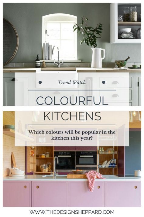 Trend : Colourful Kitchen Cabinetry - The Design Sheppard Colourful Kitchens, Modern Kitchen Colours, Kitchen Color Trends, Light Blue Kitchens, Being Abandoned, Grey Kitchen Floor, Contemporary Home Interior, Colourful Kitchen, Bold Kitchen