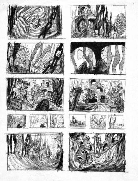 Storyboarding can be a little like making a comic book. This page is from Finding Nemo. Finding Nemo Storyboard, Pixar Storyboard, Junk Gallery, Storyboard Inspiration, Tropical Underwater, Make A Comic Book, Storyboard Art, Animation Portfolio, Storyboard Ideas