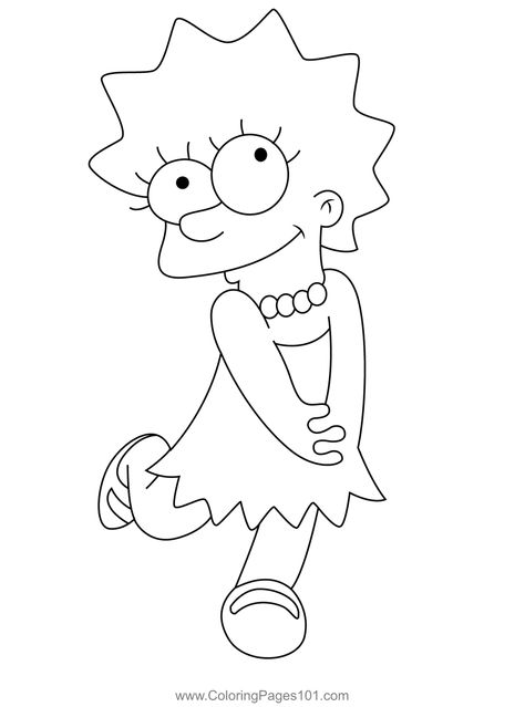 The Simpsons Lisa Coloring Page Lisa Simpson Drawing Easy, Simpsons Coloring Pages, Lisa Coloring, The Simpsons Lisa, Simpsons Tattoo, Glow In Dark Party, Stitch Coloring Pages, Simpsons Drawings, Maggie Simpson