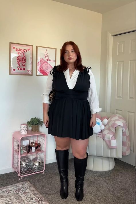 Black Boots Outfit Plus Size, Knew High Boots Outfits Going Out, Knee Boots Plus Size, Knee High Boots Plus Size, Knee High Boots Midsize, Plus Size Knee High Boots Outfits, Knew High Boots Outfits, Knee High Boots Outfit Plus Size, Plus Size Above Knee Boots