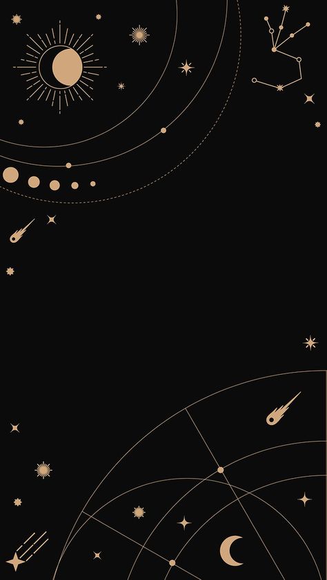 Celestial Line Art, Boho Wallpaper Iphone, Sky Frame, Mystic Wallpaper, Gold Wallpaper Phone, Black And Gold Aesthetic, Pastel Iphone Wallpaper, Phone Wallpaper Aesthetic, Wallpaper Iphone Boho