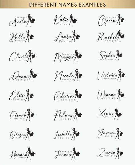 Chic and feminine logo design for fashion and clothing businesses. Boutique branding that will make your brand stand out from the.#businessfont #typography #branding #design Clothing Brand Name Ideas With Logo, Name For Clothing Business, Clothing Brand Tagline Ideas, Bag Brand Name Ideas, Name Ideas For Business Fashion, Brands Names Ideas, Fashion Names Brand Ideas, Clothing Store Names Ideas, Fashion Business Names