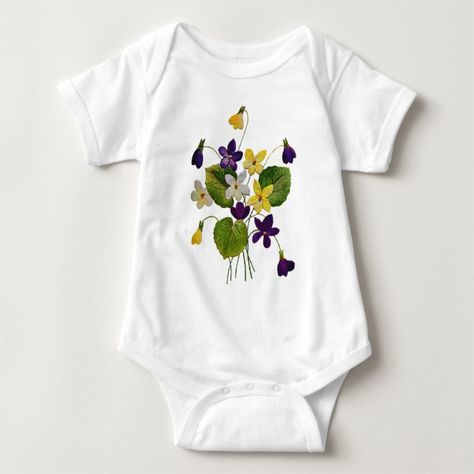 Assorted Wild Violets Done in Crewel Embroidery Baby Bodysuit - tap to personalize and get yours #BabyBodysuit #violets #jacobean #flowers #floral #embroidery Cows Funny Cartoon, Kids Silhouette, Strawberry Baby, Personalized Baby Clothes, Special Kids, Gifts For Babies, Holiday Baby, Mom Tips, Bundle Of Joy