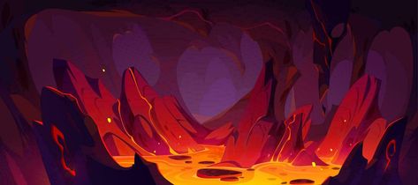 Game background of hell with lava in rock cave Lava Background Concept Art, Lava Cave Concept Art, Lava Concept Art, Hell Concept Art, Cave Texture, Lava Illustration, Cave Concept Art, Lava Background, Hell Background