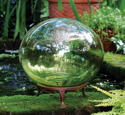 Cottage Style Furniture, Charleston Gardens, Copper Roof, Gazing Ball, Garden Accents, Glass Garden, Watering Globe, Land Art, Garden Ornaments