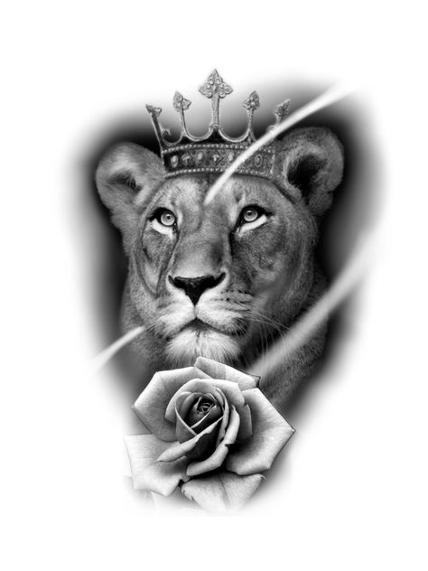 Lions Tatoos, Lioness With Crown, Lion And Lioness Tattoo, Crown Tattoo Men, Crown Tattoos For Women, Lion Couple, Lioness Tattoo, Mommy Tattoos, Lion And Lioness