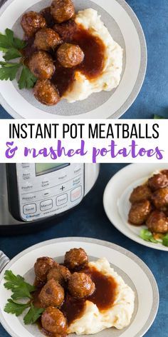 These Instant Pot Me  These Instant Pot Meatballs and Mashed Potatoes cook together at the same time in the pressure cooker! The pot in pot method makes this the easiest 30 minute dinner youve ever made! #instantpot #pressurecooker #instantpotrecipe #meatballs #potato #dinner #recipe | Instant pot recipe | Instant Pot meal | easy dinner recipe Instapot Meatballs And Gravy, Instapot Meatball Recipes, Instant Pot Frozen Meatballs And Gravy, Mississippi Meatballs Instant Pot, Frozen Meatball Recipes Instant Pot, Meatballs In Instant Pot, Instant Pot Frozen Meatballs, Meatballs And Mashed Potatoes, Pressure Cooker Meatballs