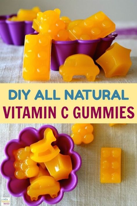 Make your own vitamin c gummies and stay away from artificial ingredients. This homemade recipe is very easy to make and contains non-gmo ingredients. #vitaminc #gummies #kids #family #supplements Healthy Gummies, Homemade Gummies, Vitamin C Gummies, Gummies Recipe, Organic Vitamins, Homemade Recipe, Natural Vitamins, Healthy Families, Gummy Bears