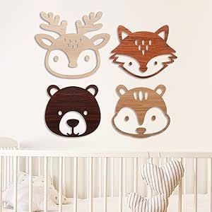 Hoteam Woodland Nursery Decor, Wooden Forest Animal Wall Decoration Woodland Baby Shower Decorations Boy Nursery Decor for Rustic Farmhouse Log Cabin Bathroom Kid Room (Adorable Style) Woodland Baby Shower Decorations Boys, Log Cabin Bathroom, Cabin Nursery, Wooden Forest, Forest Nursery Decor, Jungle Theme Nursery, Jungle Nursery Decor, Woodland Baby Shower Decorations, Cabin Bathroom