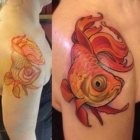 Betta Tattoo, Tattoo Circle, Goldfish Tattoo, Goldfish Art, Circle Tattoos, Koi Tattoo, Japan Tattoo, New School Tattoo, Tattoo Art Drawings