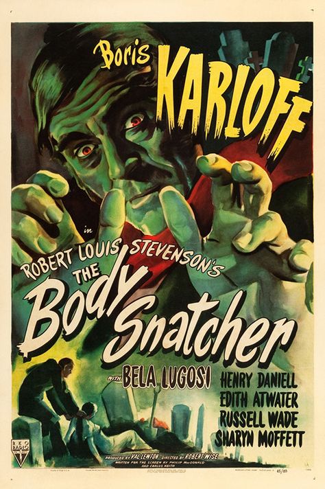 1940s Horror, Body Snatcher, Wall Decor Halloween, Cinema Design, Horror Vintage, Boris Karloff, Classic Movie Posters, Horror Posters, Classic Horror Movies