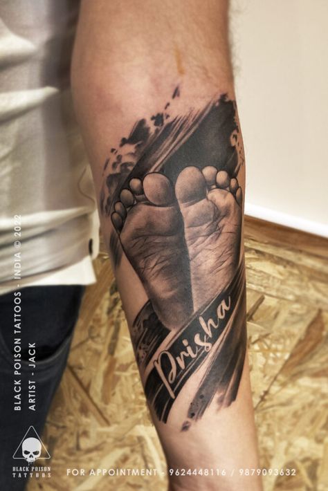 Baby Foot Tattoo: A Guide to Tiny Footprints of Love Footprint Tattoo Ideas For Men, Baby Footprint Tattoo For Dad, Baby Feet Tattoos For Dad, Baby Feet Tattoos Footprint, Baby Blocks Tattoo, Baby Tattoos For Dads, Tuff Tattoos, Baby Foot Print Tattoo, Baby Foot Tattoo