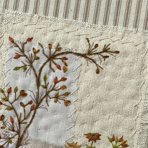 Jennifer Clouston on Instagram: "The little “dead tree” snippet is complete and is now a journal cover! #snippets #embroidery #embroidered #slowstitching #handwork #jenniferclouston #bordados #broderie" Jennifer Clouston Embroidery, Jennifer Clouston, Biscuits Halloween, Slow Sewing, Snippet Rolls, Hand Stitching Techniques, Edith Holden, Quilt Embroidery, Fabric Journal