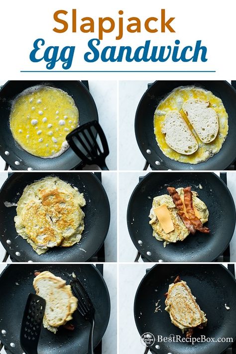 Skillet Egg Sandwich Recipe with Bacon SLAP JACK style. This egg sandwich recipe is all cooked in one pan and you slap it back and forth for best breakfast Egg Sandwich Hack, Recipe With Bacon, Egg Sandwich Recipe, Egg Skillet, Egg Sandwich, Healthy Recipes Easy Snacks, Egg Sandwiches, Easy Smoothie Recipes, Best Breakfast Recipes