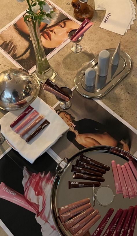 #makeup #haileybieber Lip Tint Makeup, Launch Event Ideas, Business Launch Party, Experiential Marketing Events, Event Planers, Tint Makeup, Rhode Lip, Makeup Aesthetics, Whats In My Makeup Bag