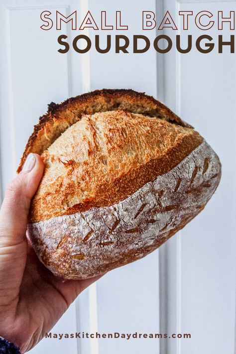 An ideal sourdough recipe for anyone with a small household! By cooking a smaller loaf you can reduce waste and avoid having left over stale bread. This recipe is easy to follow and incredibly reliable - defintiely my go-to sourdough bread recipe! #Sourdough #SmallBatch #SmallLoaf Rustic Sourdough Bread Recipe, Chocolate Sourdough, Easy Sourdough Bread Recipe, Fermented Bread, A Loaf Of Bread, Homemade Sourdough Bread, Artisan Bread Recipes, Sourdough Starter Recipe, Loaf Of Bread