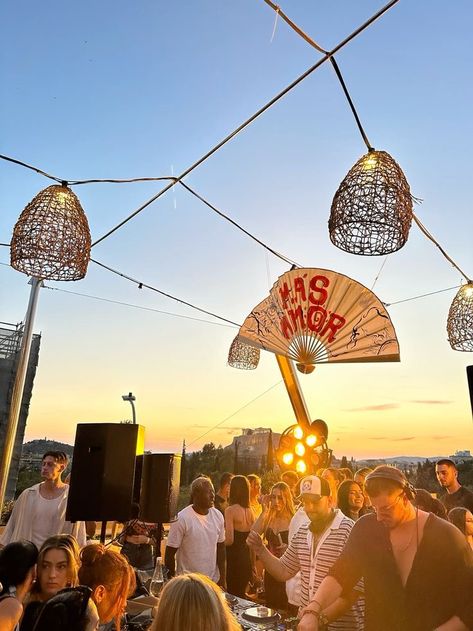 Ibiza Sunset Party, Summer Rooftop Party, House Music Aesthetic, House Music Party, Athens Summer, Rooftop Event, Ibiza Rave, House Concert, Ibiza Vibes