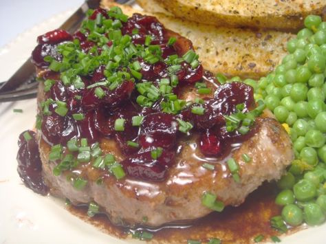 Wolfgang Puck's Juicy Pork Chops Recipe - Food.com Autumnal Meals, Wolfgang Puck Recipes, Fig Sauce, Fig Preserves, Cooking Pork Tenderloin, Week Meals, Fig Spread, Recipes Pork, Cherry Sauce