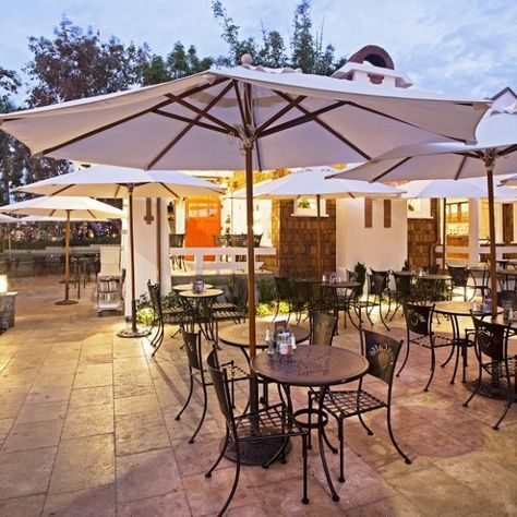 Cafe Market Umbrellas at Urth Caffe in Laguna Beach, CA Greenhouse Cafe, Urth Caffe, Cafe Exterior, Commercial Umbrellas, Hostels Design, Menlo Park, Dream Cottage, Umbrella Stands, Shop Decor