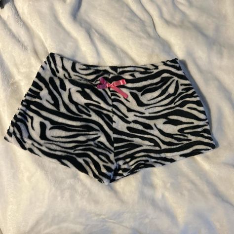 Fuzzy Zebra pajama shorts - Depop Cute Sleep Shorts, Zebra Print Shorts, Cute Sleep, Pj Pants, Sleep Shorts, Print Shorts, Pajama Shorts, Zebra Print, Skirt Leather