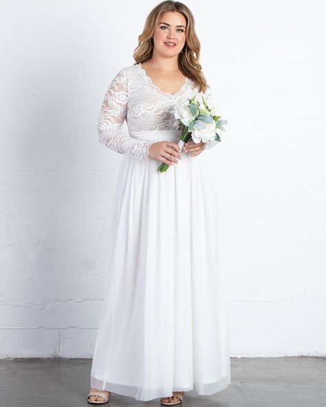 Check out the deal on Everlasting Love Wedding Gown at Kiyonna Clothing Lace Top Wedding, Lace Top Wedding Dress, Floral Lace Wedding Dress, Lace Wedding Gown, Plus Size Wedding Gowns, Scalloped Neckline, Plus Size Cocktail Dresses, Cocktail Dress Wedding, Top Wedding Dresses