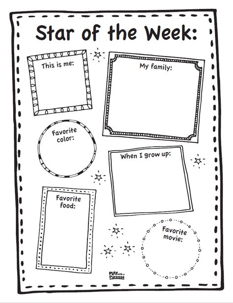 The perfect first week of school activity! Have each of your students fill our the Star of the Week printable by answering the questions, and expressing themselves through coloring the page. Display one each week so everyone can get to know them better! Student Of The Week Preschool, Preschool Student Of The Week, Preschool Star Student Of The Week Ideas, Star Student Preschool, Star Student Of The Week Ideas, Student Of The Week Bulletin Board, Star Of The Week Poster Ideas Preschool, Star Student Ideas, Star Of The Week Poster Ideas