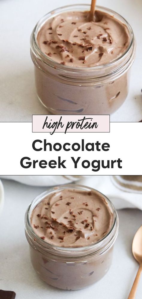 This chocolate Greek yogurt recipe makes a creamy mousse or pudding that's perfect for a dessert bowl. It’s a healthy dessert that’s high protein and rich like a yogurt chocolate mousse. This Greek yogurt dessert tastes like chocolate pudding with no cottage cheese, and it's the best chocolate mousse for a guilt free treat. Greek Yogurt Dessert Healthy, Greek Yogurt Chocolate Mousse, Yogurt Chocolate Mousse, Protein Chocolate Mousse, Best Chocolate Mousse, Greek Yogurt Snacks, Greek Yogurt Chocolate, Yogurt Bowl Recipe, High Protein Dessert