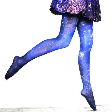 15 Pairs Of Patterned Tights | StyleCaster Galaxy Clothes, Tardis Costume, Galaxy Clothing, Galaxy Tights, Galaxy Skirt, Magellanic Cloud, Sheer Leggings, Galaxy Leggings, Printed Tights