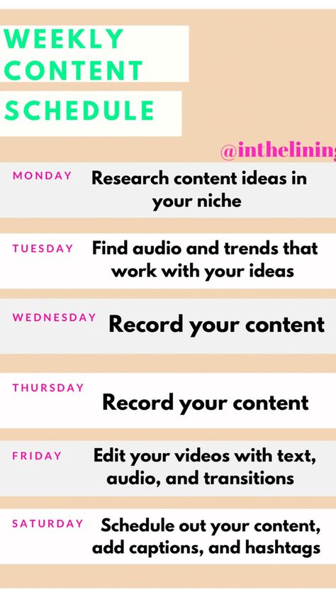 #contentcreator #tiktokgrowth2022 #socialmediatips #socialmediagrowth2022 #influencer #contentcreatortips2022 Content Creating Schedule, Social Media Content Schedule, Social Media Marketing For Beginners, Tiktok Content Schedule, Inspiring Content Ideas, Content Creator Weekly Schedule, Content Creator Daily Schedule, Influencer Schedule, Tiktok Posting Schedule