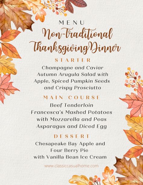 Exceptional Thanksgiving Menu French Dinner Menu, Fall Dinner Menu, Dinner Party Menu Ideas, Party Menu Ideas, No Egg Desserts, Fall Menu, Fall Dinner Party, Cheesy Mashed Potatoes, Thanksgiving Dinner Menu