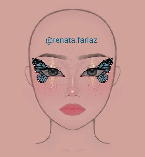 Make Up Mariposa, Weird Makeup, Eyeliner Style, Maquillaje Aesthetic, Anime Eye Makeup, Butterfly Makeup, Makeup Drawing, Makeup Face Charts, Anime Makeup