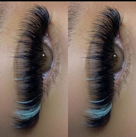 Colored Eye Lashes Extensions, Fake Lashes With Color, Color Wispy Lashes, Color In Eyelashes, Lashes With Brown Color, Volume Color Lash Extensions, Coloured Lash Extensions White, Lash Ideas With Color, Pretty Lashes With Color