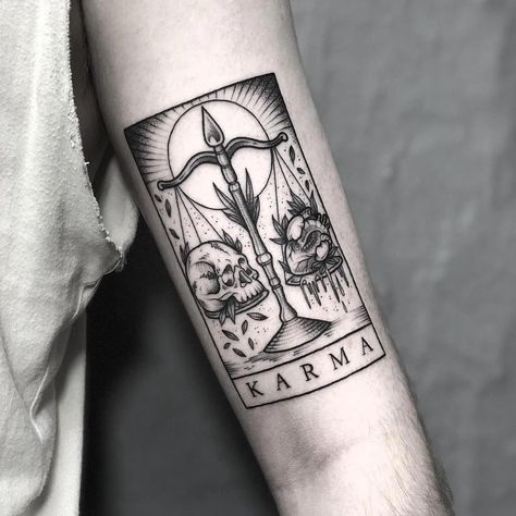 Tattoo Karma, Karma Tattoo, Dragons Tattoo, Tarot Tattoo, Tarot Card Tattoo, Occult Tattoo, Libra Tattoo, Inspiration Tattoos, Geniale Tattoos